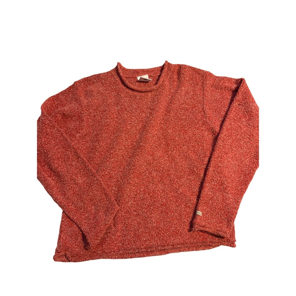 Columbia Womens Marled Knit Pullover Sweater Coral Red Textured Crew Neck Medium